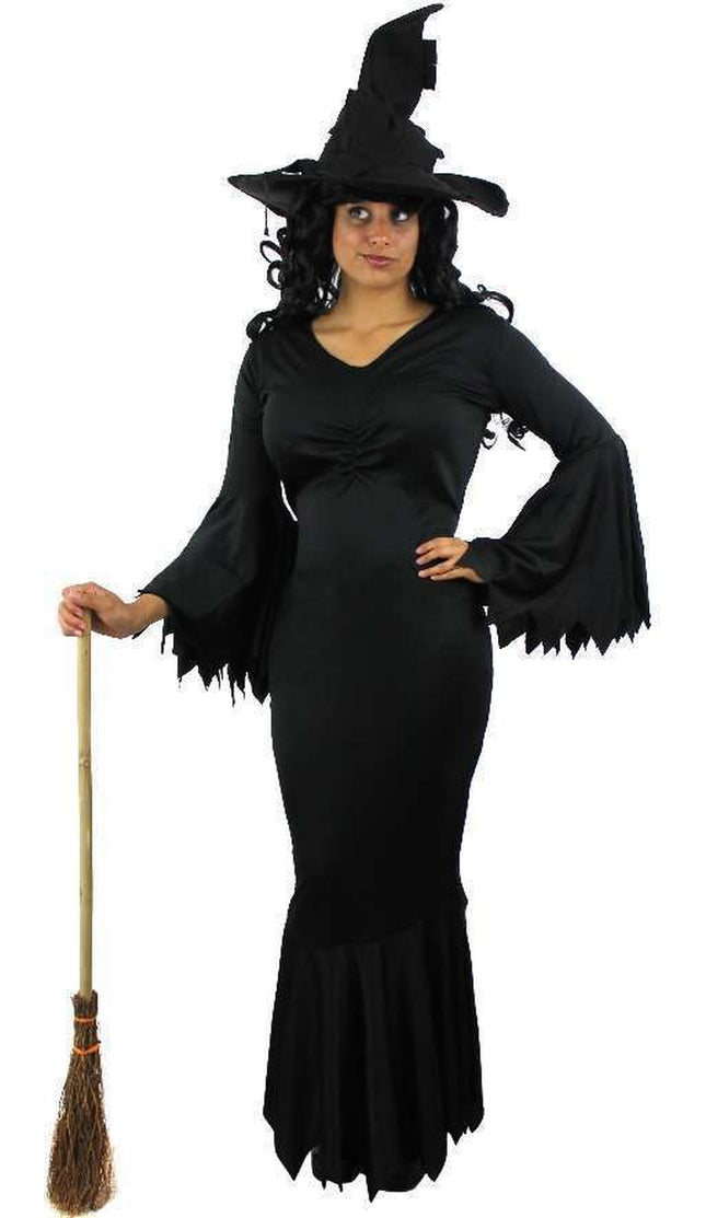 LADIES WITCH FANCY DRESS COSTUME FISHTAIL DRESS and HAT HALLOWEEN GOTHIC OUTFIT