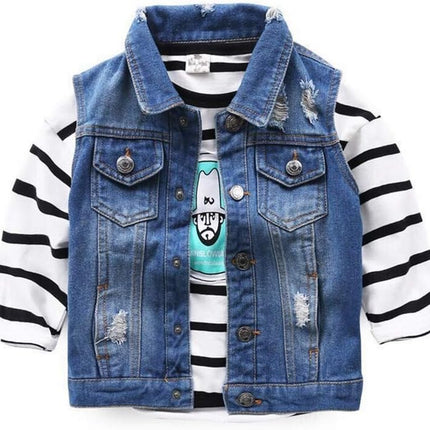 Little Boys Spring Autumn Denim Vest Jacket Waistcoat Top