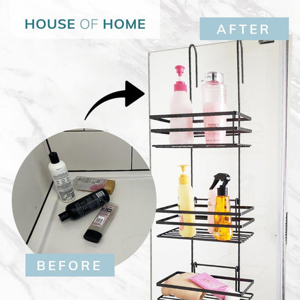 Shower Caddy 3 Tier Bathroom Storage Organiser Hanging Basket Metallic Black