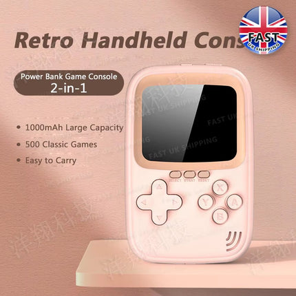 Handheld Game Console Portable Game Player 10000 Mah Large Capacity Power Bank 500 Retro Games Video Game with Charging Cable