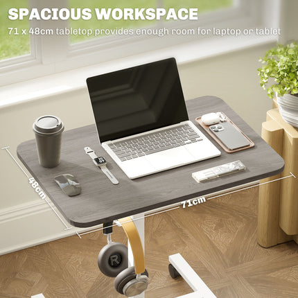 Pneumatic Height Adjustable Standing Desk with Wheels and Headphone Hook