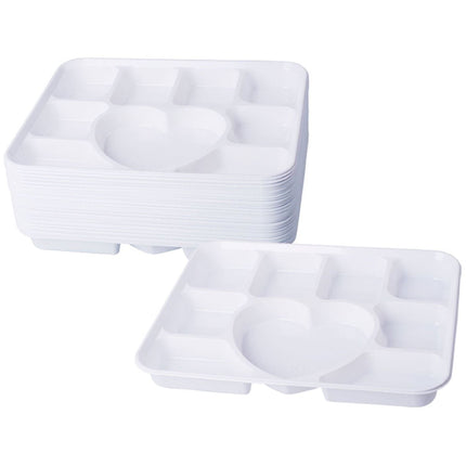 Compartment Plastic Dinner Plates 50 Pcs Party Home Food Disposable Section Tray