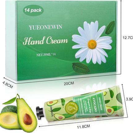 14 Pack Hand Cream Gift Set, Floral Assorted Mini Hand Foot Cream, Christmas Gifts Day Night Cream Moisturizer for Winter Rough Dry Hands, Body Cream Gift Set for Birthday Mothers Day Gifts (420Ml)