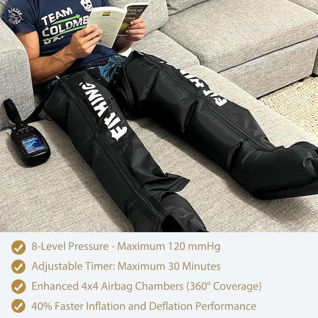Leg Massager, Recovery Boots Leg Massagers for Pain and Circulation Relaxing Foot Calf & Thigh Compression Massage Machine Enhance Sports Performance (Medium)