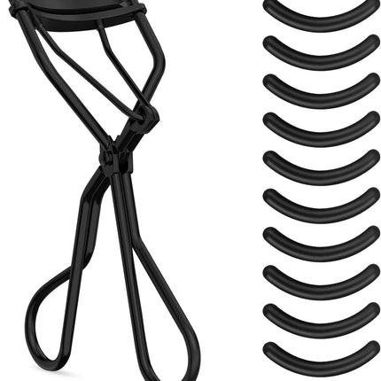Eyelash Curlers with 10 Refill Silicone Pads, Rose Golden Eyelashes Curler for Women, Lash Curler Easy to Curl Eyelashes Naturally and Fits All Eye Shapes (Black)