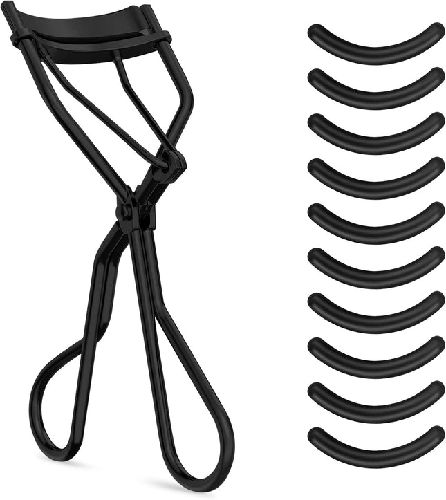 Eyelash Curlers with 10 Refill Silicone Pads, Rose Golden Eyelashes Curler for Women, Lash Curler Easy to Curl Eyelashes Naturally and Fits All Eye Shapes (Black)