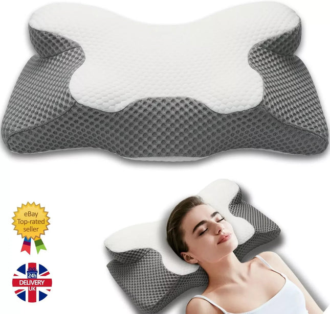 Orthopedic Memory Foam Pillow, Neck Support Pillow Ergonomic Neck Pain Relief UK
