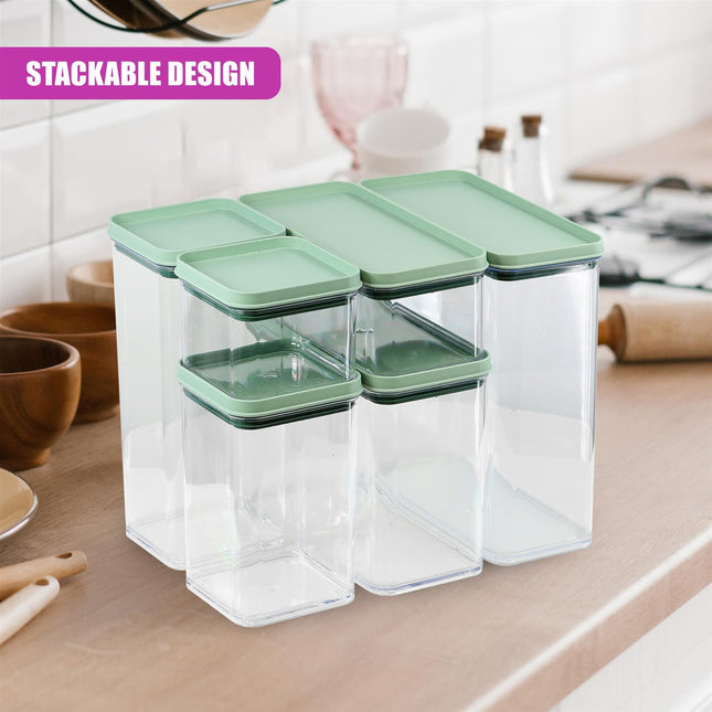 Food Storage Containers Set of 6 Stackable Cereal Plastic Containers with Lid