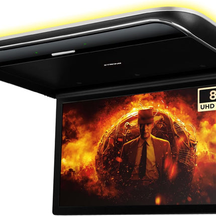 Android Car Overhead Player 19.5 Inch Octa Core Car Roof Mount Monitor Wide IPS Screen 8K Video Built-In Stereo Speakers Flip down Overhead Car Monitor Support 4G Wifi HDMI Input USB RCA Input