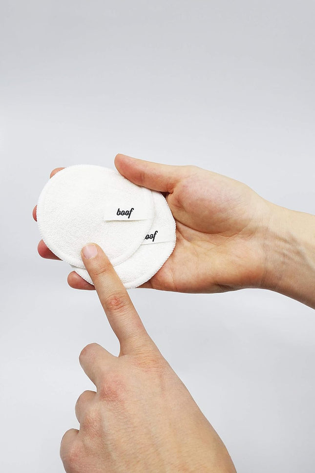 Boof Bamboo Fibre & Cotton Reusable Makeup Remover Pads (10 Pcs) with Washable B