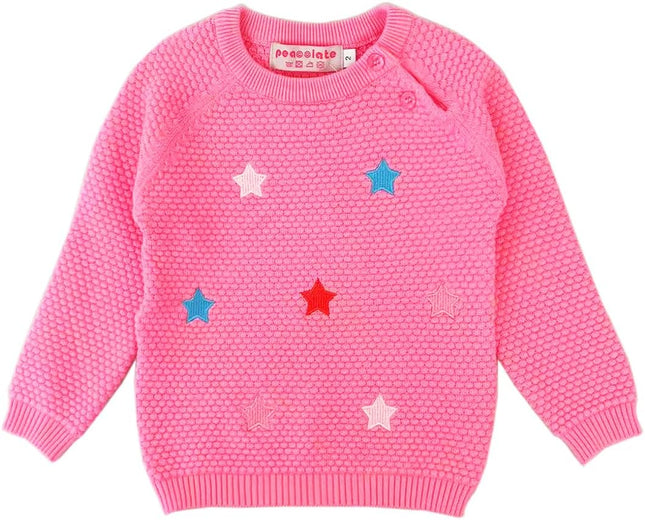 2-10Years Spring Autumn Girls 2Pcs Clothing Sets Long Sleeve Knit Sweater and Embroidery Jeans