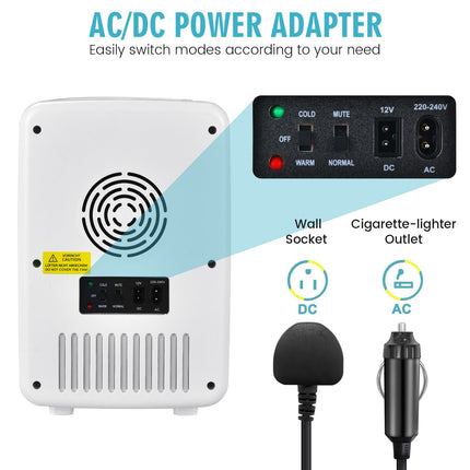 10 L Portable AC/DC Beauty Fridge with LED Mirror