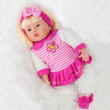 Chubby Baby Doll Girl 24" Lifelike Soft Body with Sounds & Hair Bibi Doll Toy
