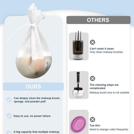 Makeup Brush Cleaner, Silicone Makeup Sponge Cleaning Bag with Mesh Laundry Bags to Effectively Clean and Dry Makeup Sponge, Powder Puff, Brush