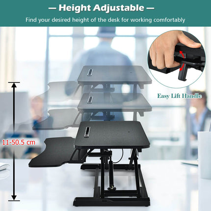 Height-Adjustable Ergonomic Sit-Stand Desk with Metal Frame and Clamping Plates