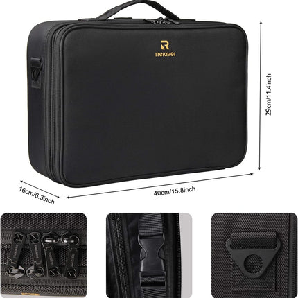 Makeup Bag Cosmetic Case Portable Travel Makeup Train Case Beauty Box Waterproof Makeup Organiser Cosmetic Artist Storage Bag for Women with Removable Compartment