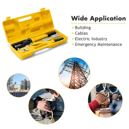 16 Tons 11 Dies Hydraulic Wire Terminal Crimper Tool with Carry Case