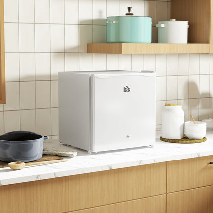 HOMCOM 46L Counter Top Fridge Mini Fridge with Lock Chiller Box Cream White