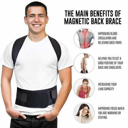NEOPRENE MAGNETIC POSTURE CORRECTOR BAD BACK LUMBAR SHOULDER SUPPORT BELT BRACE