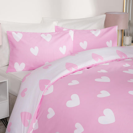 Dreamscene Heart Print Duvet Cover with Pillowcase Quilt Reversible Bedding Set