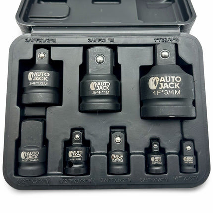Impact Socket Adaptor Set 8Pc 1/4In to 1In Drop Forged Crv Phosphate Case Tool