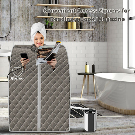 3L Portable Steam Sauna with 9-Level Temperature and Folding Chair