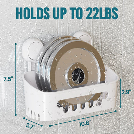 Corner Shower Caddy Suction Cup No-Drilling Removable Shower Caddy Basket Powerful Suction Bathroom Shower Shelf Organizer