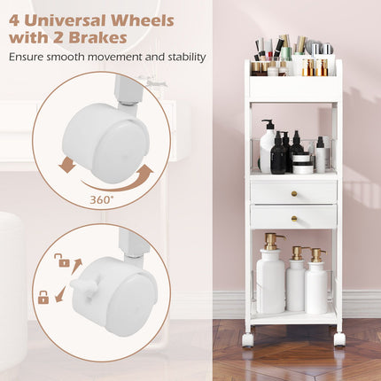 Floor Skincare Organizer Cart with Drawers and Storage Shelves