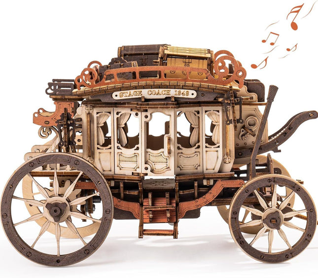 ROBOTIME 3D Wooden Puzzles for Adults, Music Box Model Kits, Mechanical Building