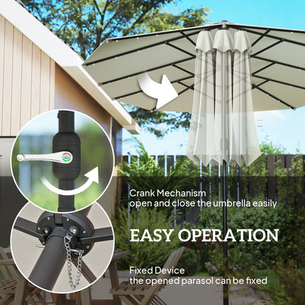 4.4M Double-Sided Sun Umbrella Patio Parasol with LED Solar Lights for Garden