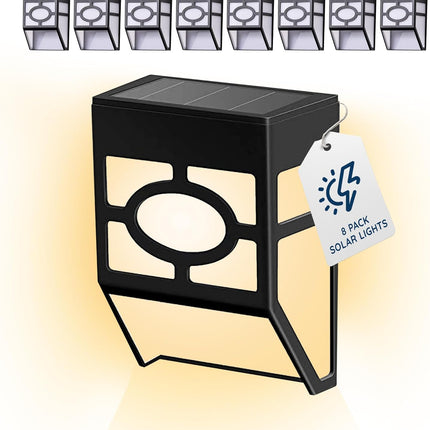 CUQOO Outdoor Solar Lights 8 Pack - Warm White, Waterproof LED Solar-Powered Lig