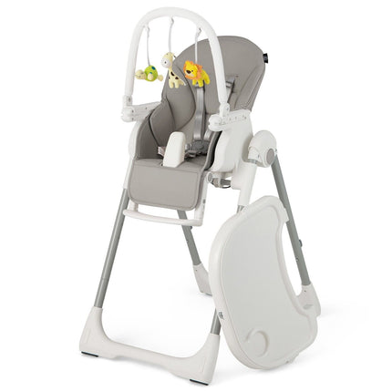 4-In-1 Foldable Baby High Chair with 7 Adjustable Heights and 4 Reclining Angles