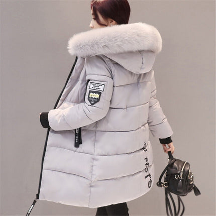 Winter Womens Fur Hooded Parka Jackets Chunky Puffer Coat Ladies Warm Outerwear