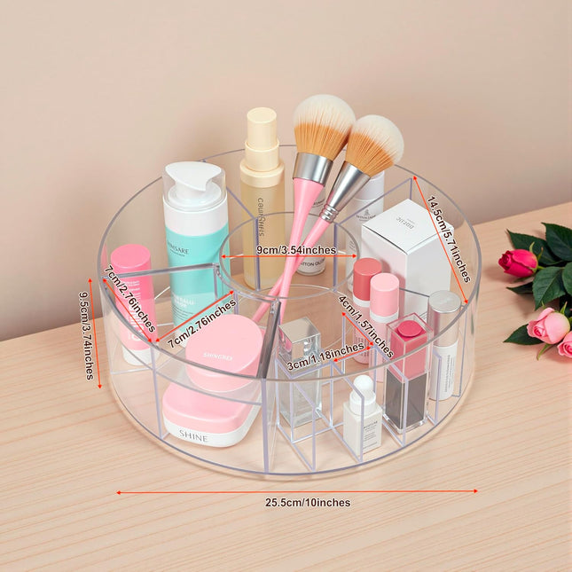 360° Rotating Makeup Organizer, Adjustable Acrylic Cosmetic Storage, Cosmetic Organisers and Spinning Makeup Stand for Beauty Skincare