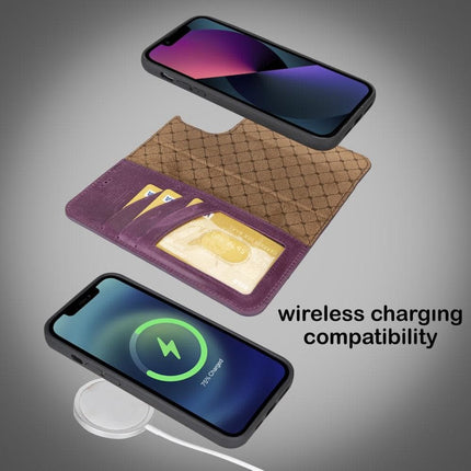 Apple iPhone 14 Series Detachable Leather Wallet Case Darker Color -