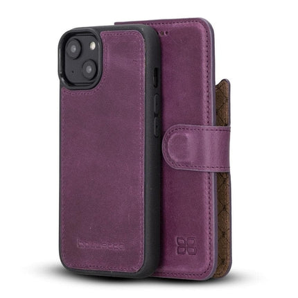 Apple iPhone 14 Series Detachable Leather Wallet Case Darker Color -