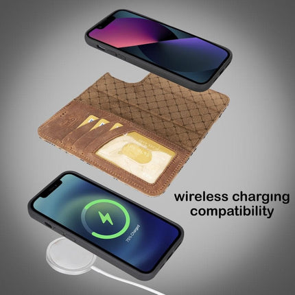 Apple iPhone 14 Series Detachable Leather Wallet Case Darker Color -