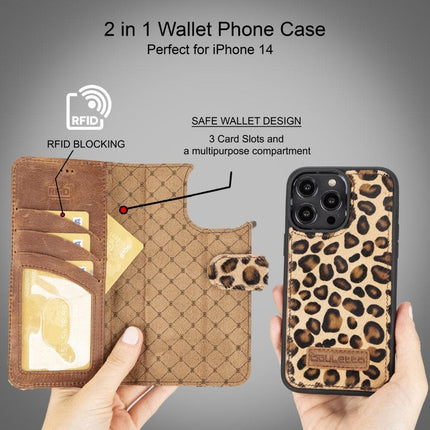 Apple iPhone 14 Series Detachable Leather Wallet Case Darker Color -