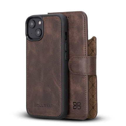 Apple iPhone 14 Series Detachable Leather Wallet Case Darker Color -