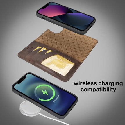 Apple iPhone 14 Series Detachable Leather Wallet Case Darker Color -