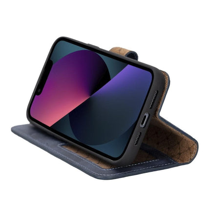 Apple iPhone 14 Series Detachable Leather Wallet Case Darker Color -