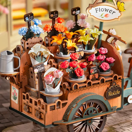 3D Wooden Puzzles Blossom Cart Kit Decor Craft Gifts Model Kits for Adults Women Girls Boys