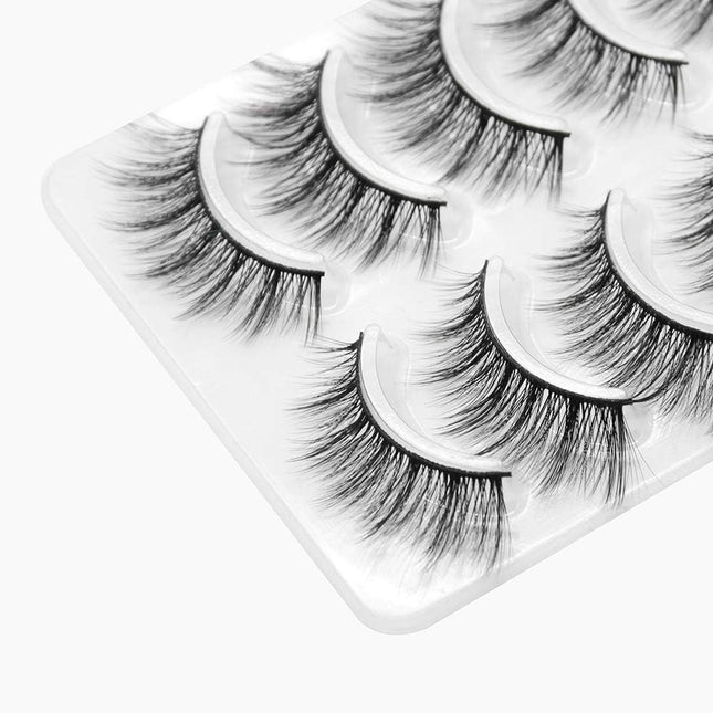 3D Mink Eyelashes Natural Look Handmade False Lashes Fluffy Demi Wispies Fake Lash Reusable Multipack,5 PACK