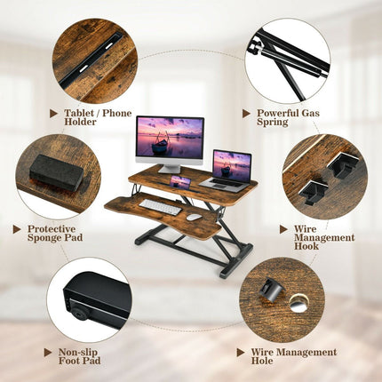 Height-Adjustable Ergonomic Sit-Stand Desk with Metal Frame and Clamping Plates