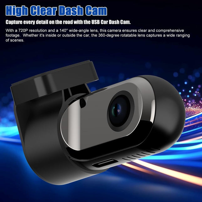 USB Dash Camera 360 Degree Rotation, Car Android Navigation Driving Video Recorder, DVR Dashboard Camera with ADAS Assisted System 140° Wide Angle Support Nightvision Loop Recording