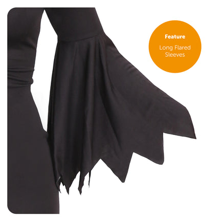 LADIES WITCH FANCY DRESS COSTUME FISHTAIL DRESS and HAT HALLOWEEN GOTHIC OUTFIT