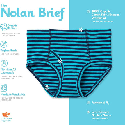 | Nolan Boy Boxer Brief Underwear | 100% Organic Cotton | 7-Pack