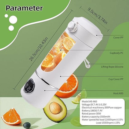 700Ml Portable Blender - USB Rechargeable, 12 Blades, Travel Smoothie Maker