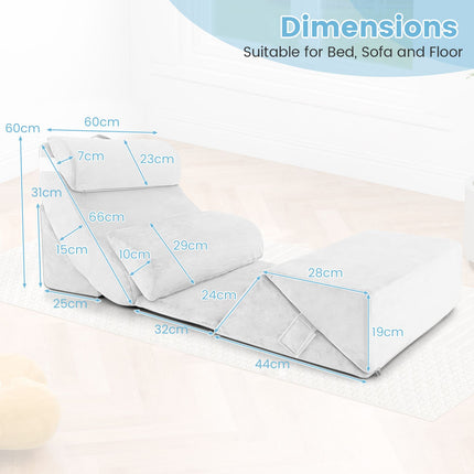 7 PCS Adjustable Support Pillow Set Bed Wedge Pillows with Memory Foam