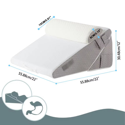 Bed Wedge Pillow, Memory Foam Sleeping Support Pillow with Headrest Adjustable Incline Cushion for Acid Reflux, Gerds, Back Pain